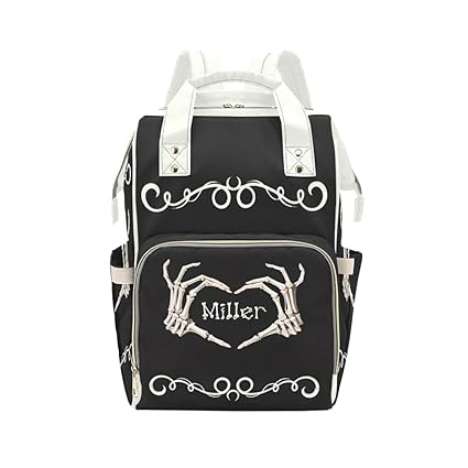 Personalized Skull Heart Art Diaper Bag